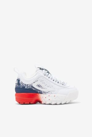 FILA Disruptor 2 Splatter Sneakers White / Navy / Red,Kids Shoes | CA.FECRQL879